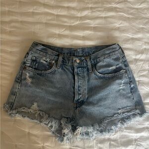 AGOLDE Parker Vintage Style Distressed Denim Shorts